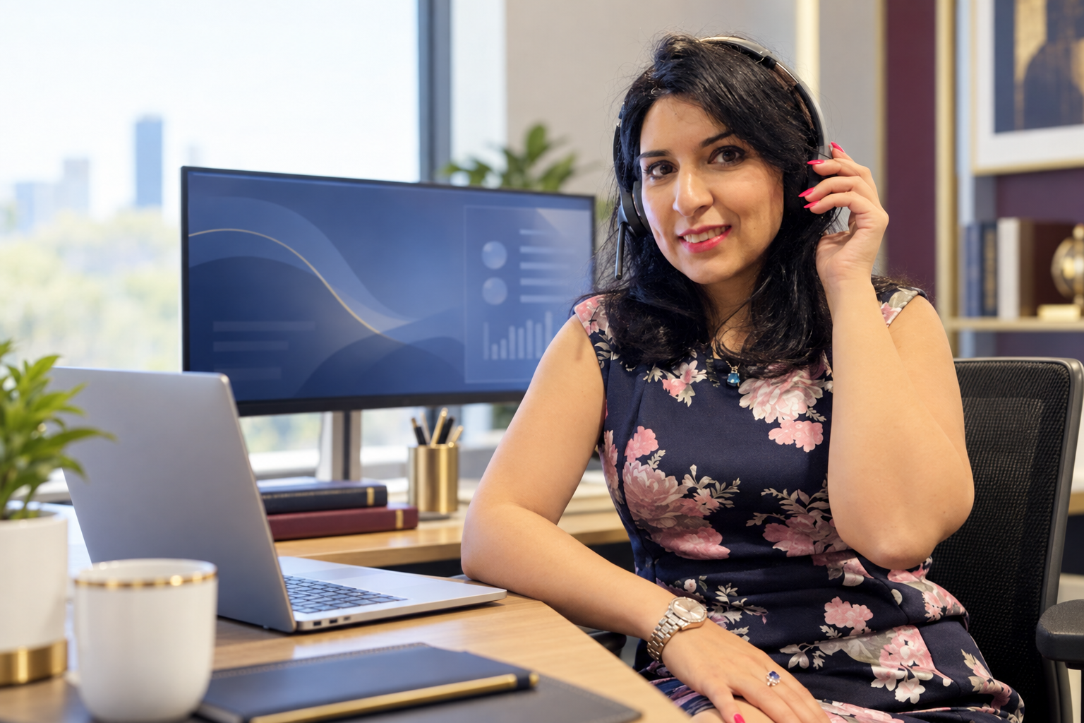 Asma Mohrsab ready to connect from her office