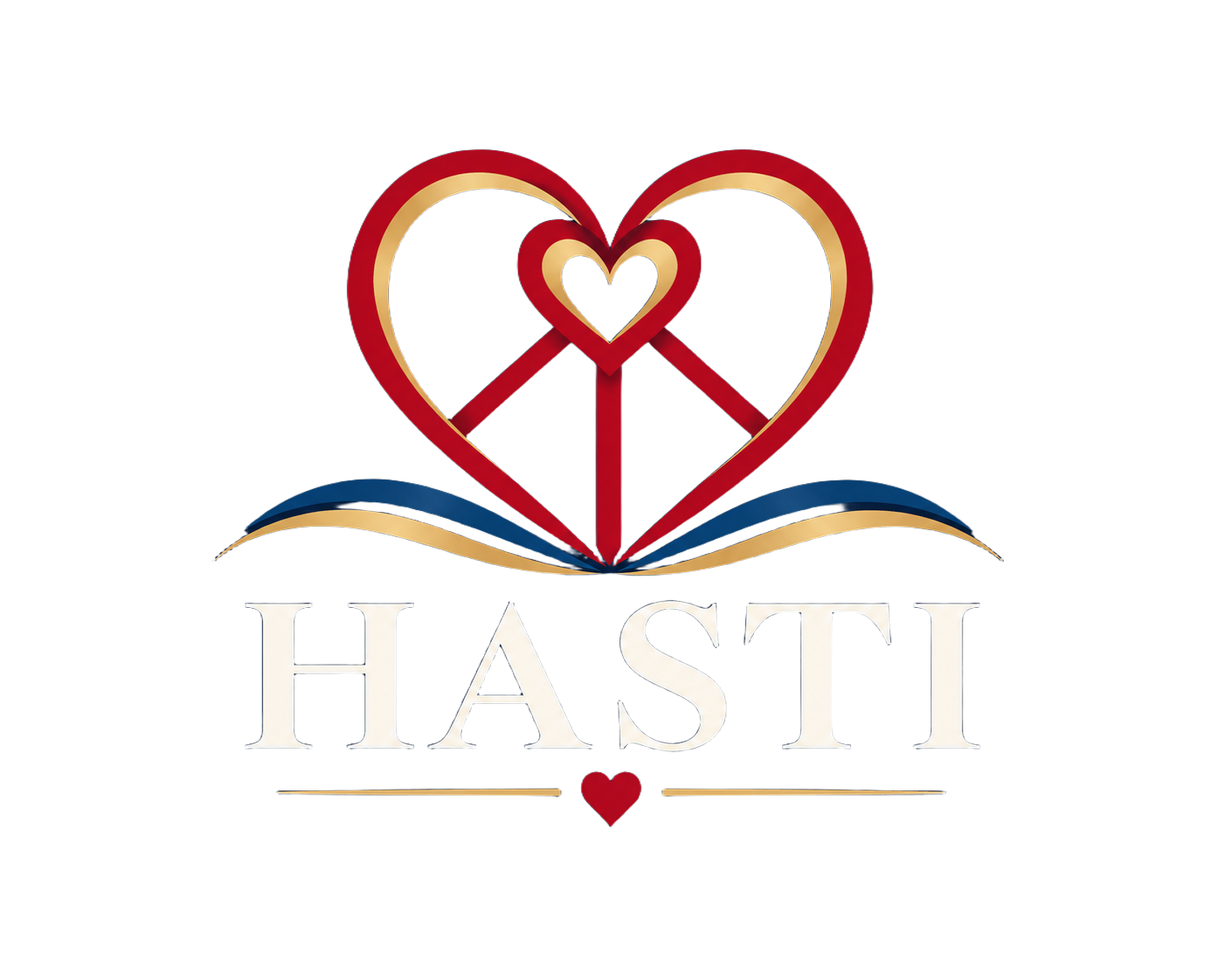 Hasti logo with interlocking hearts and the HASTI wordmark